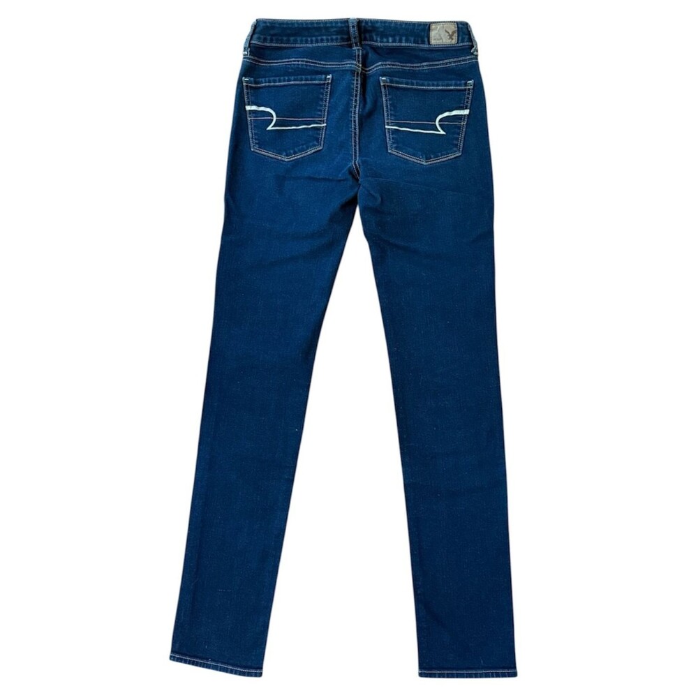 American Eagle Low Rise Skinny Jeans Dark Wash Super Stretch Denim 4 Long AE